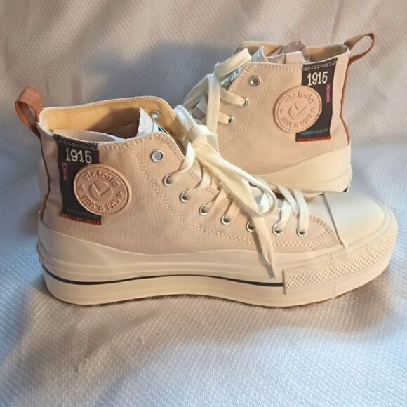 Victoria Crudo high top canvas platform sneakers nude/white size 10 - Picture 4 of 10